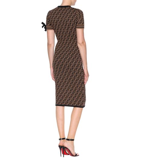 brown fendi dress|Fendi swing crewneck dress.